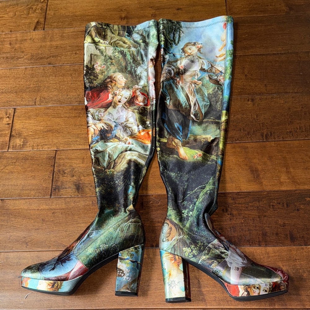Dolls Kill Artistic Print Over the Knee Boots